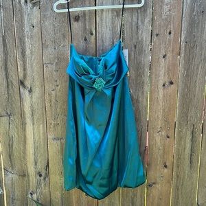 Teal Bari Jay Cocktail Dress with Jeweled Brooch - Size 10 new with tags